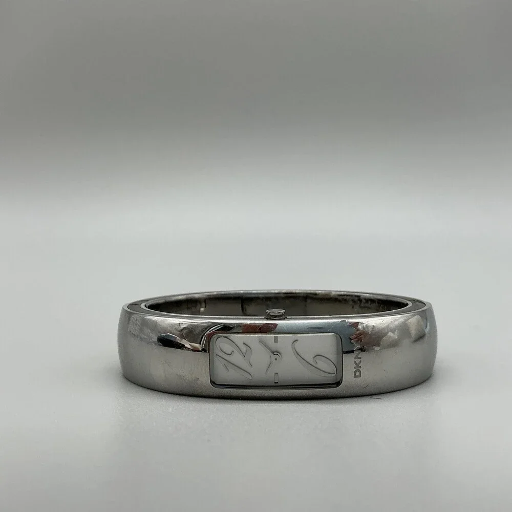 DKNY Womens Watch 14mm Silver Tone Stainless Bangle Bracelet New Battery 6.5
